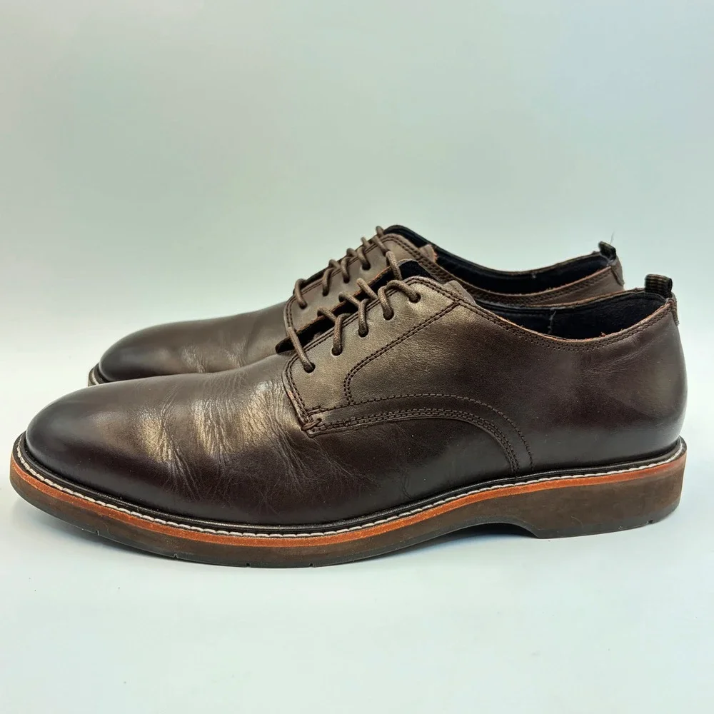 Cole Haan Mens 9.5 Grand.360 Brown Leather Derby Oxford Dress Shoes C30692 Comfy
